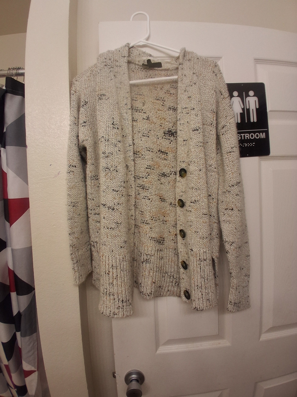 Lane Bryant Ivory Speckled Button-Front Cardigan